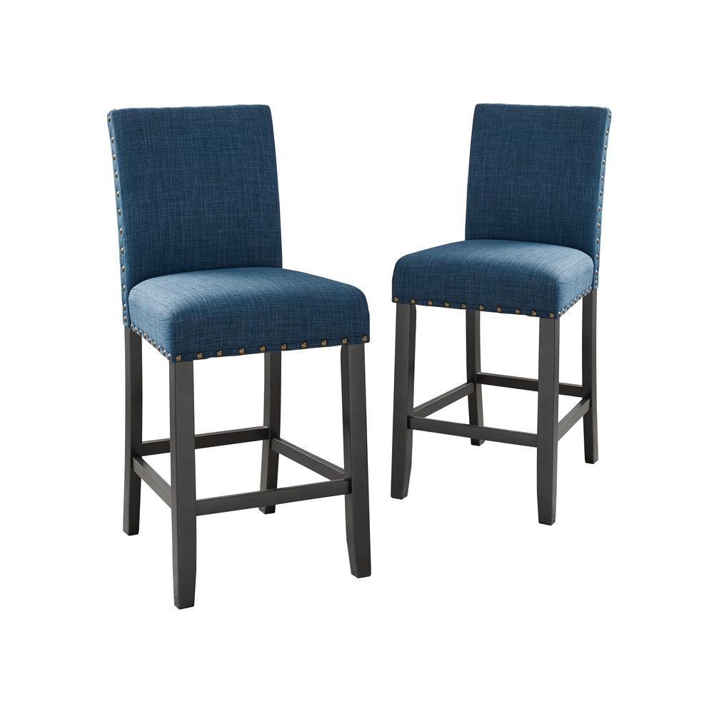 Furniture Crispin 25" Fabric Counter Chairs in Blue (Set of 2). Picture 1