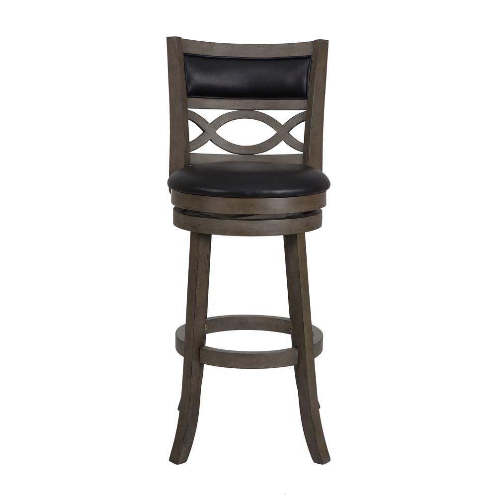 Manchester 29" Wood Bar Stool with Black PU Seat in Ant Gray. Picture 2