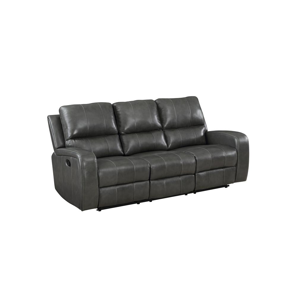 Linton Leather Sofa W/Dual Recliner-Gray. Picture 1