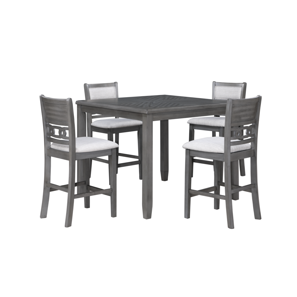 Furniture Gia 5-Piece Transitional Wood Counter Set in Gray. Picture 4