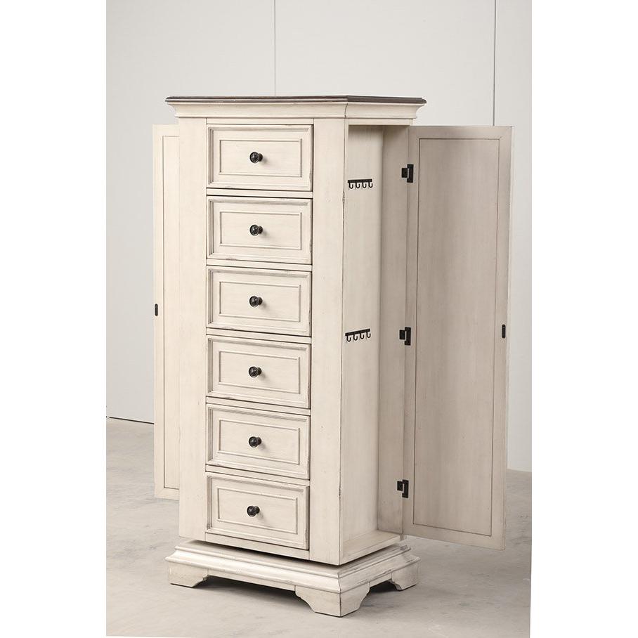 Furniture Anastasia 6-Drawer Wood Chest with Mirror in Ant White. Picture 3