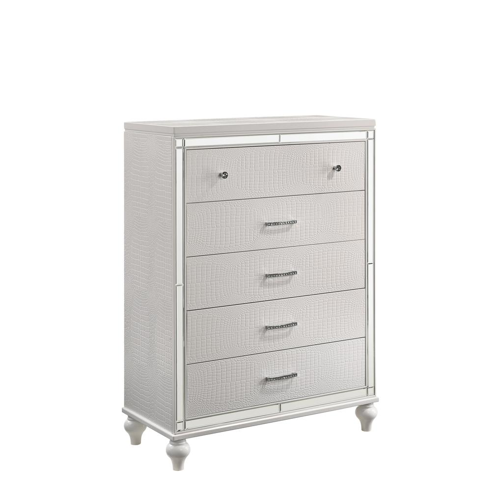 Furniture Modern Style Solid Wood Chest in White Finish. Picture 1