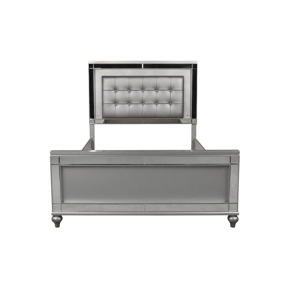 Furniture Contemporary Solid Wood 6/0 Wk Bed in Silver. Picture 1