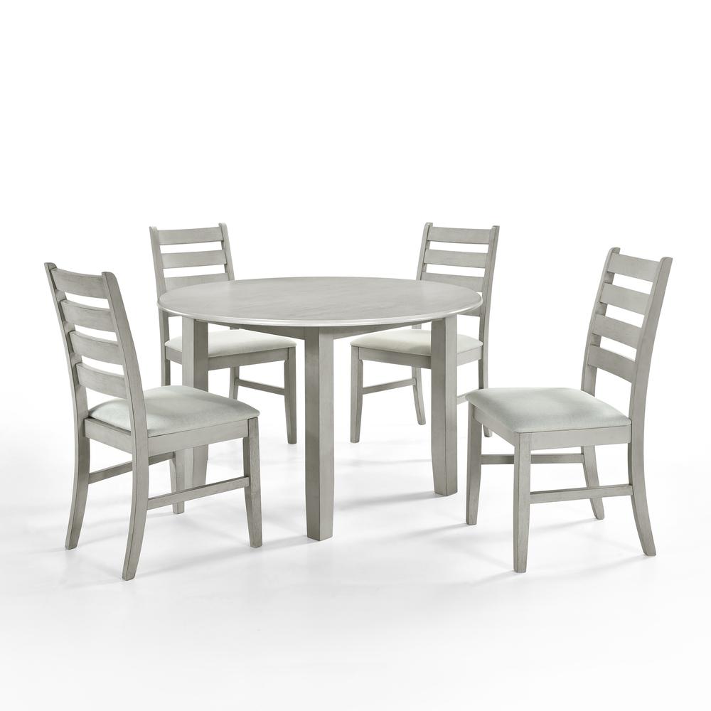Pascal 47" Round Wood Dining Set with 4 Chairs in Driftwood. Picture 1
