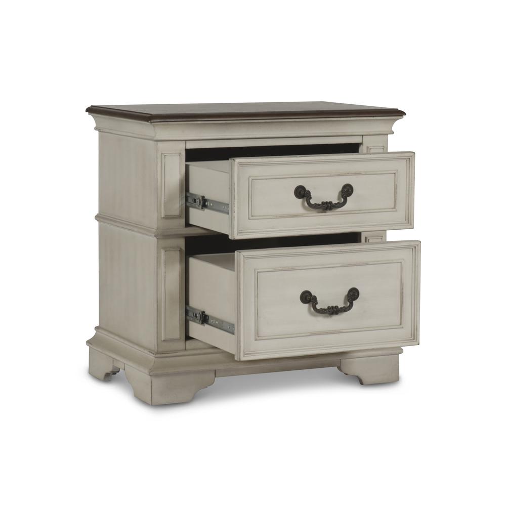 Furniture Anastasia Solid Wood Frame Nightstand in Antique White. Picture 3