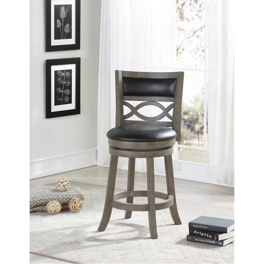 Manchester 24" Wood Counter Stool with Black PU Seat in Ant Gray. Picture 6