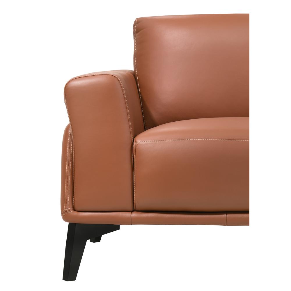 Furniture Como Solid Wood and Leather Chair in Terracotta Brown. Picture 4