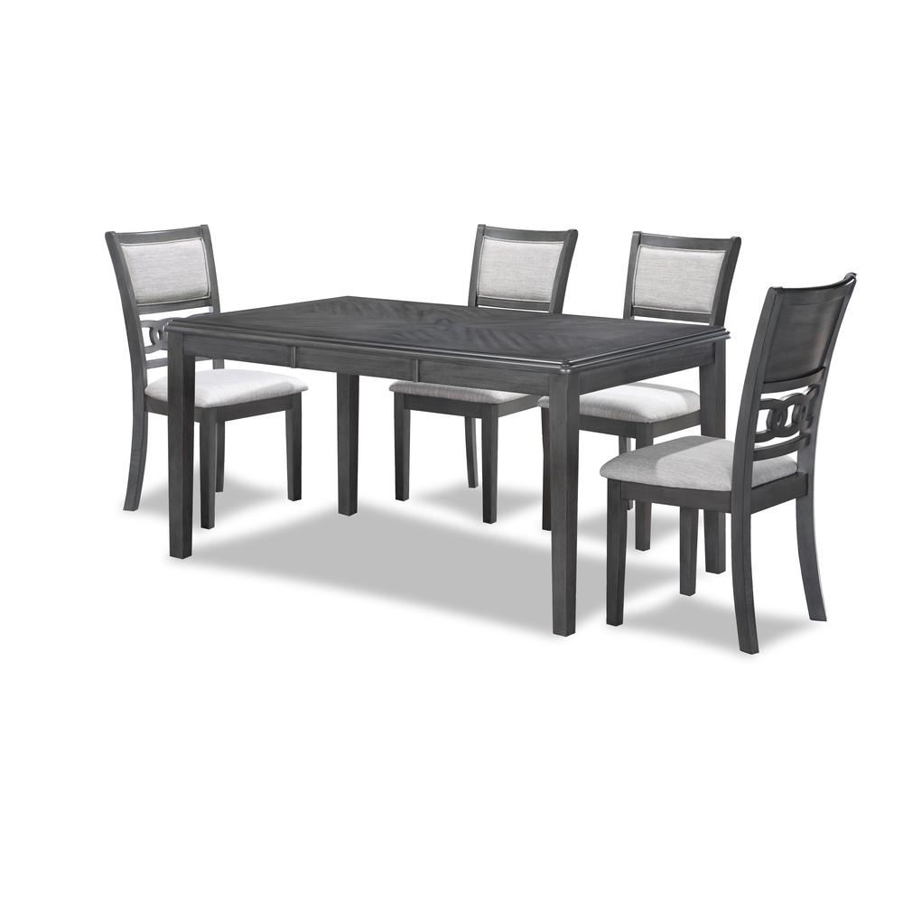 Gia 5-Piece 60" Wood Rectangle Dining Set with 4 Chairs in Gray. Picture 7