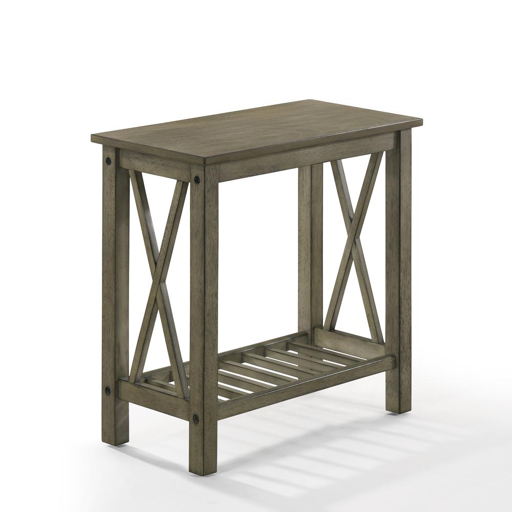 Furniture Eden 1-Shelf Contemporary Solid Wood End Table in Gray. Picture 1