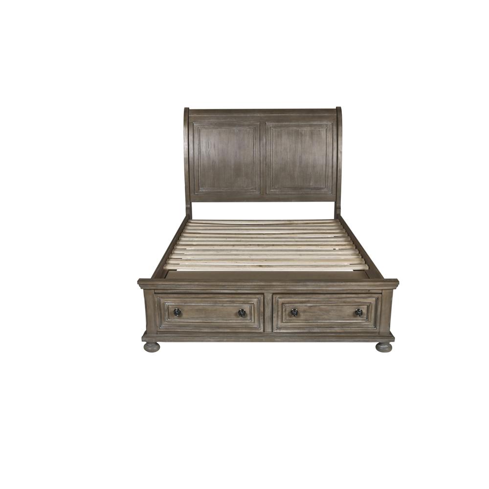 Furniture Allegra Contemporary Solid Wood Full Bed in Brown. Picture 2