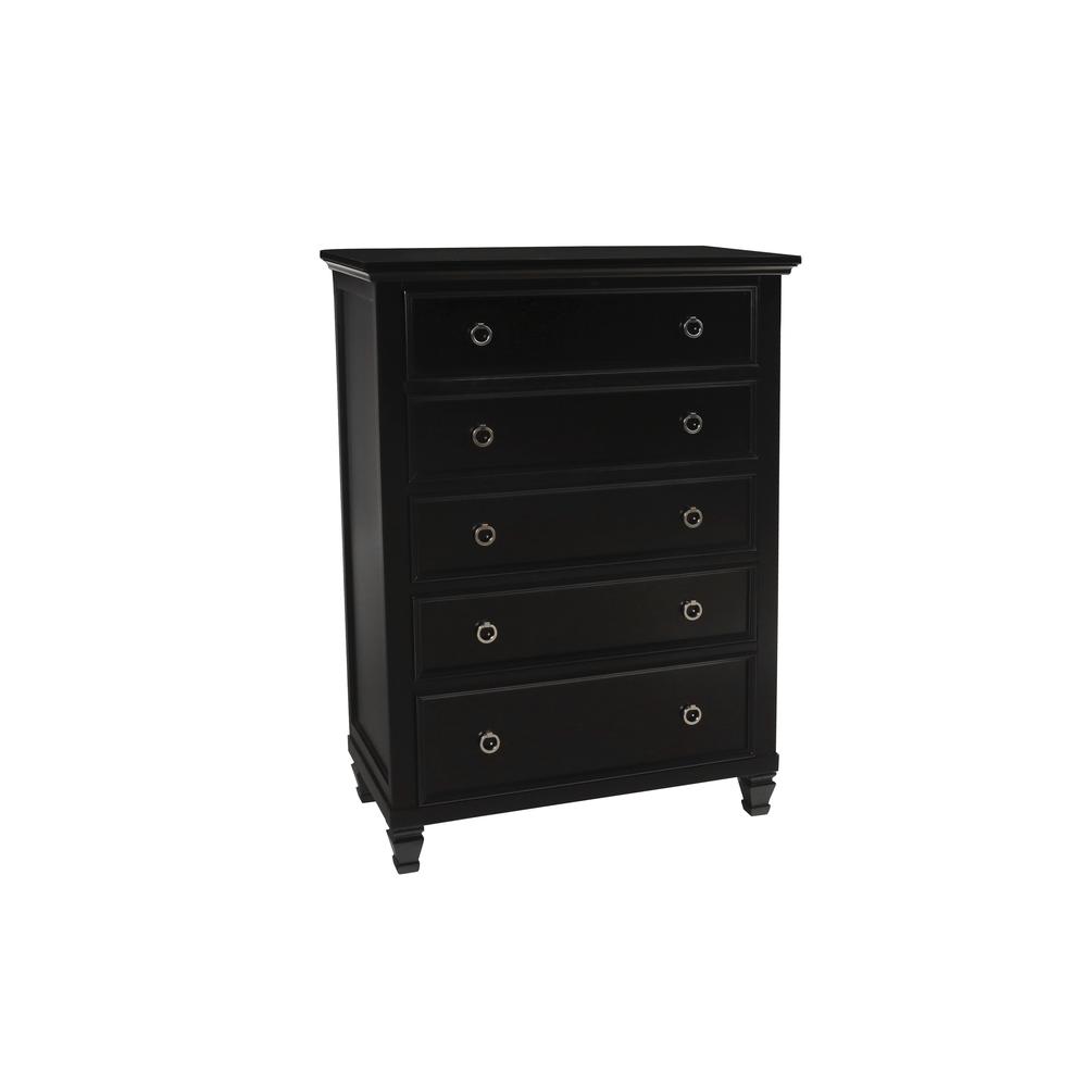 Furniture Tamarack Solid Wood 5-Drawer Chest in Black. Picture 1