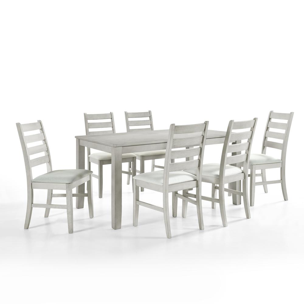 Pascal 59" Retangular Wood Dining Set with 6 Chairs in Driftwood. Picture 1