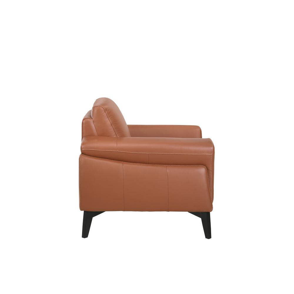 Furniture Como Solid Wood and Leather Chair in Terracotta Brown. Picture 3