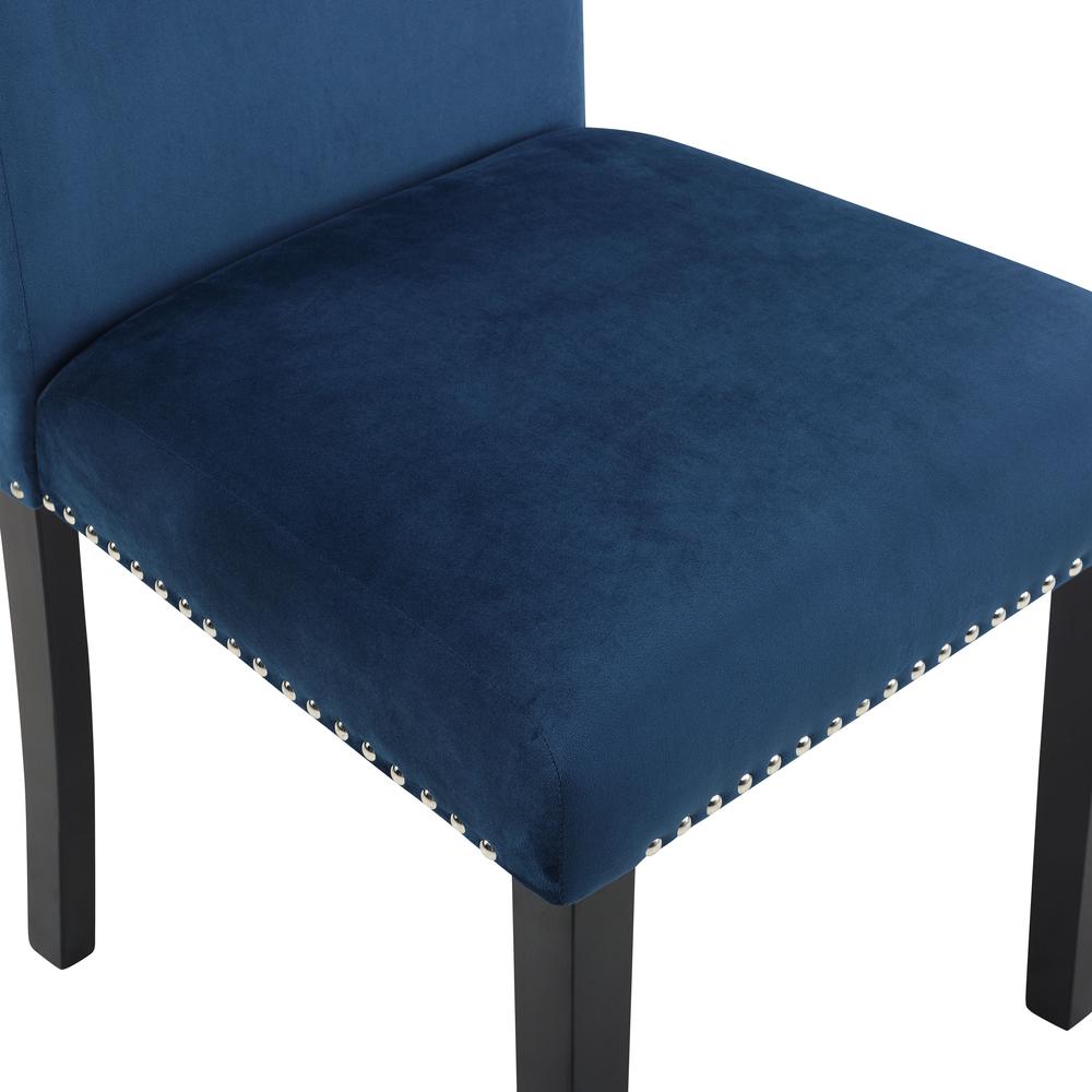 Furniture 37.75" Velvet & Wood Dining Chair in Blue (Set of 2). Picture 6