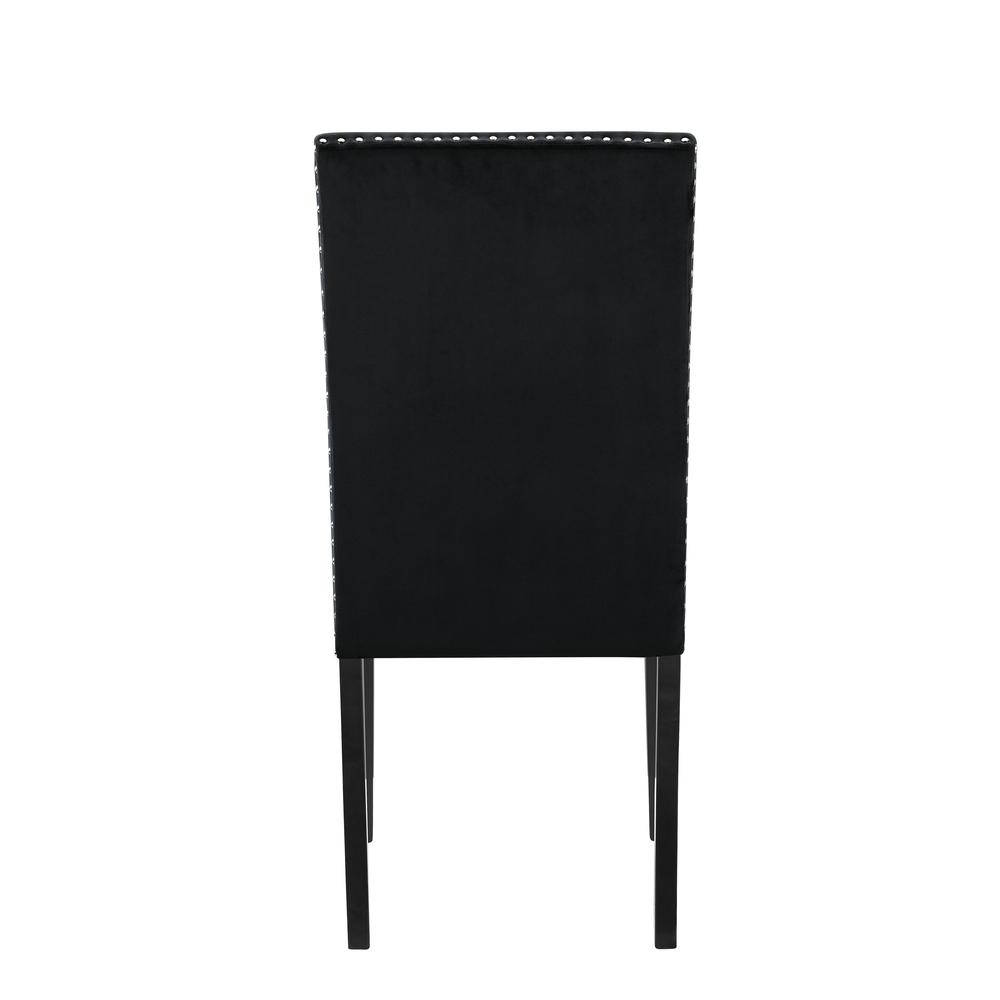 Furniture 37.75" Velvet & Wood Dining Chair in Black (Set of 2). Picture 5