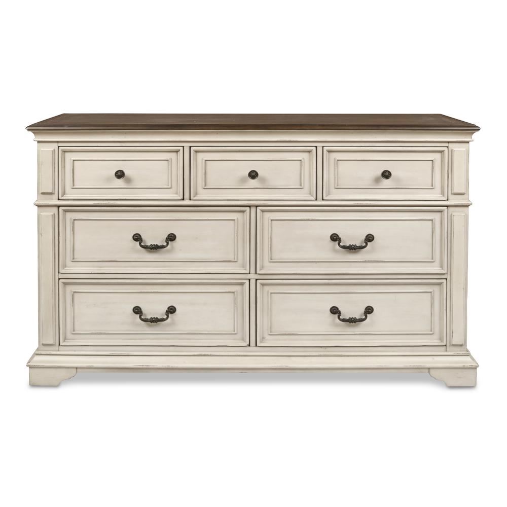 Furniture Anastasia 7-Drawer Solid Wood Dresser in Antique White. Picture 2