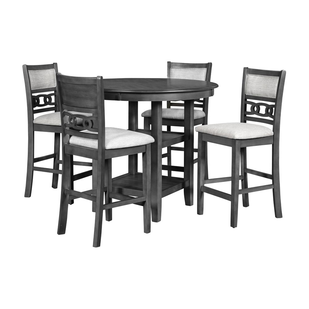 Furniture Gia 5-Piece Transitional Wood Dining Set in Gray. Picture 1