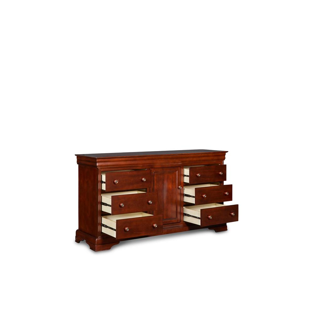 Furniture Versailles Solid Wood Engineered Wood Dresser in Cherry. Picture 13
