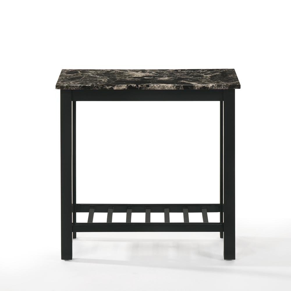 Furniture Eden 1-Shelf Faux Marble & Wood End Table in Black. Picture 2
