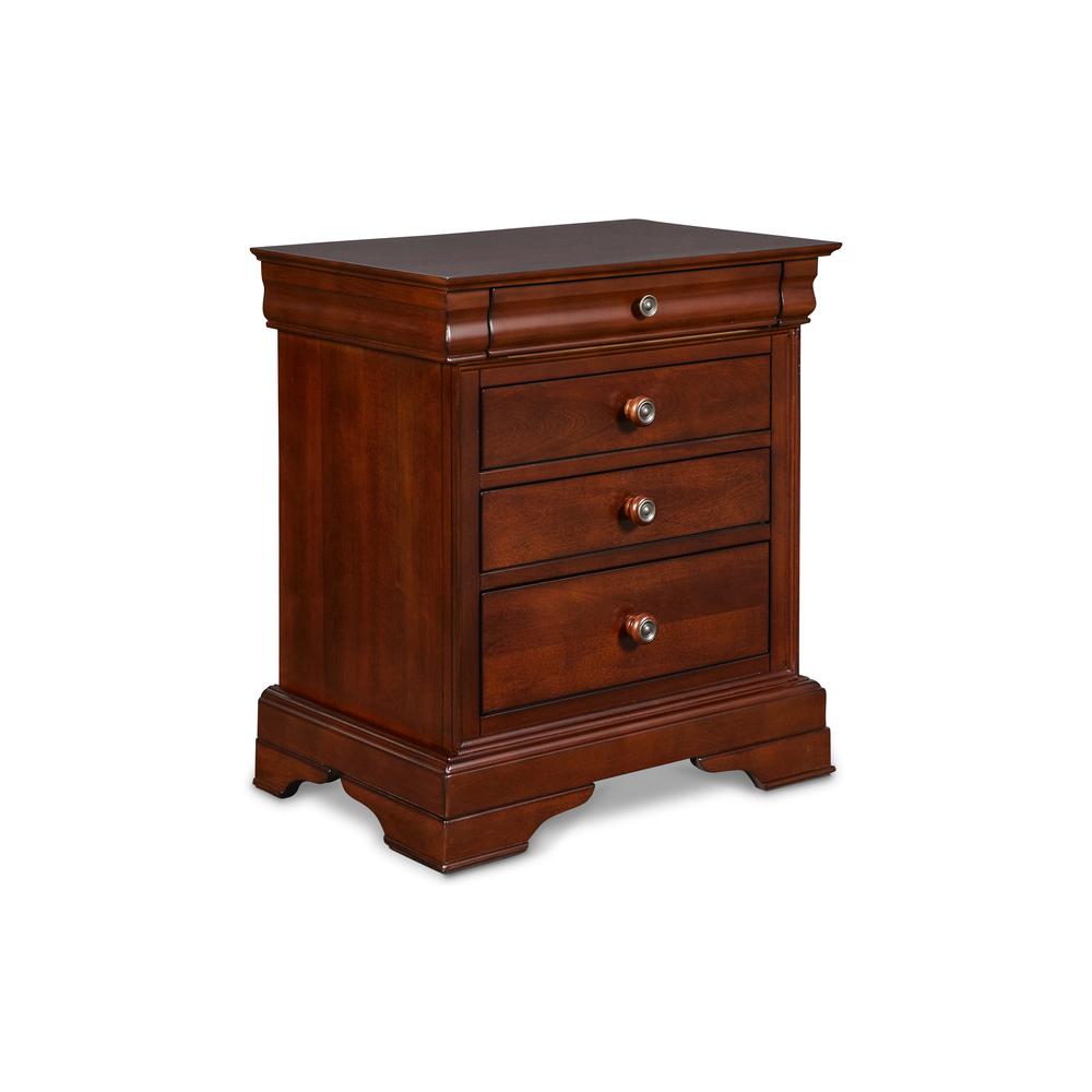 Furniture Versailles Solid Wood Engineered Wood Nightstand in Cherry. Picture 1