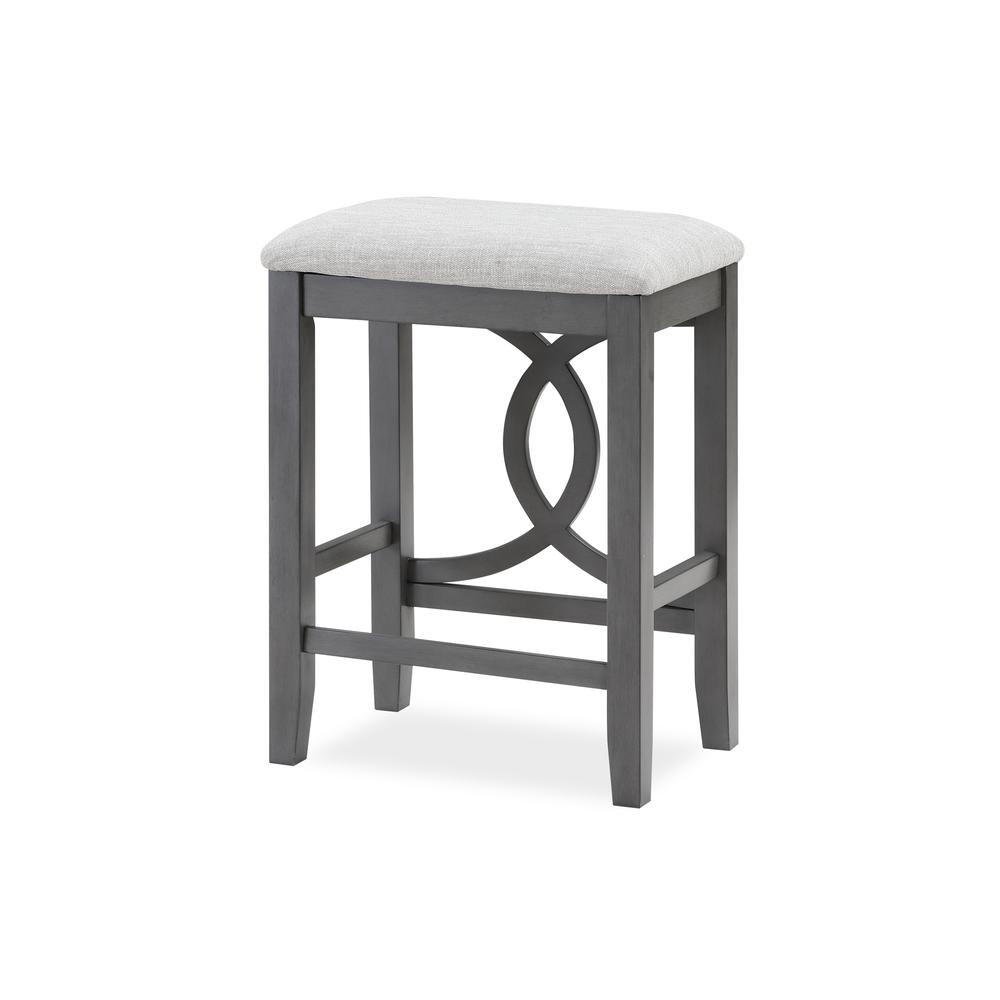 Bella Wood Counter Stool with Fabric Seat in Gray (Set of 2). Picture 1
