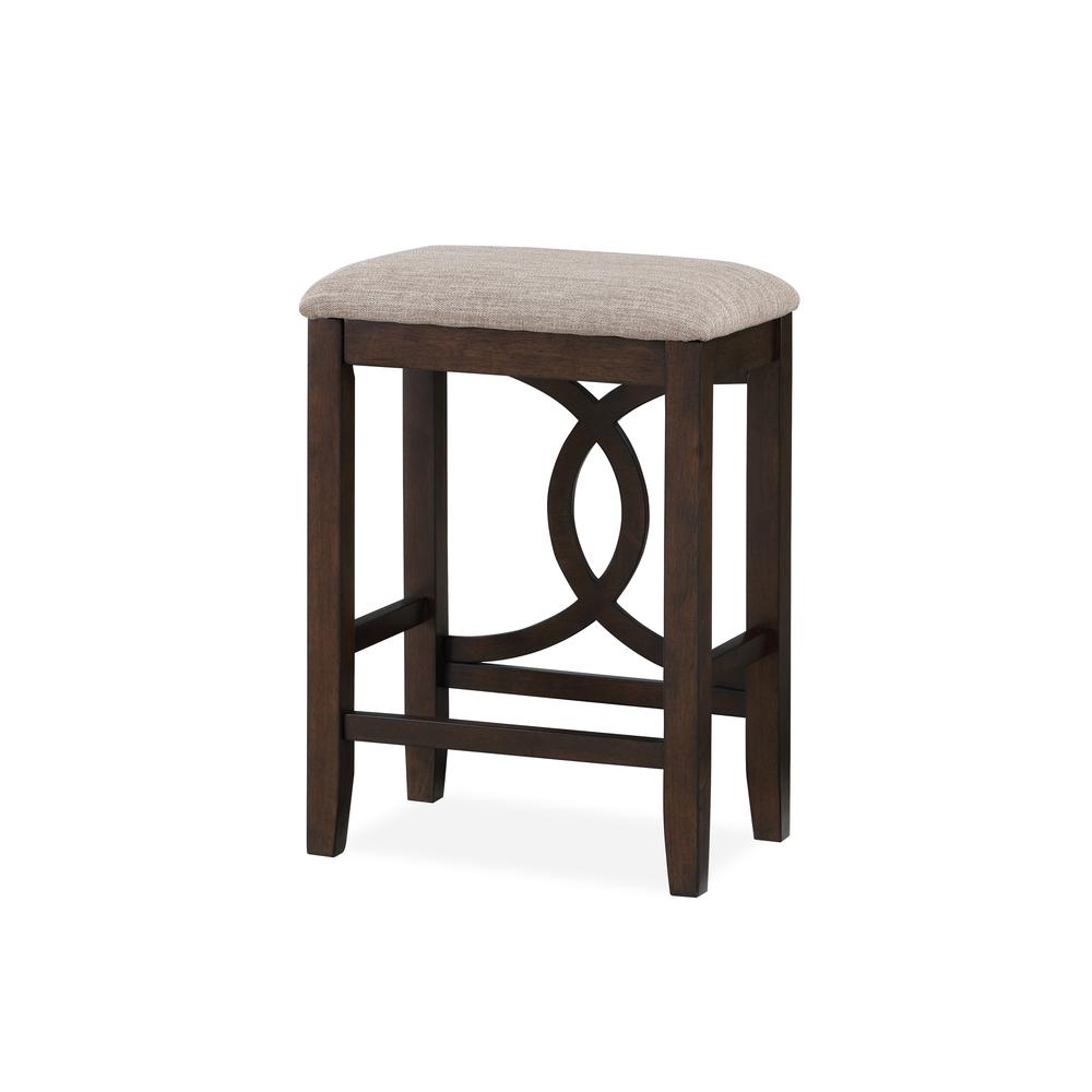 Bella Wood Counter Stool with Fabric Seat in Cherry (Set of 2). Picture 1