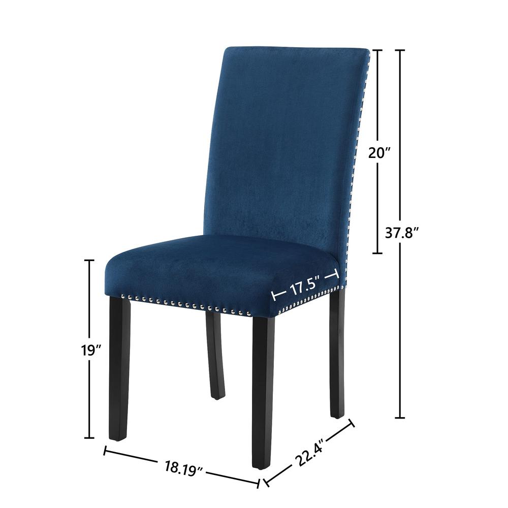 Celeste Blue Wood Upholstered Dining Chair (Set of 6). Picture 7