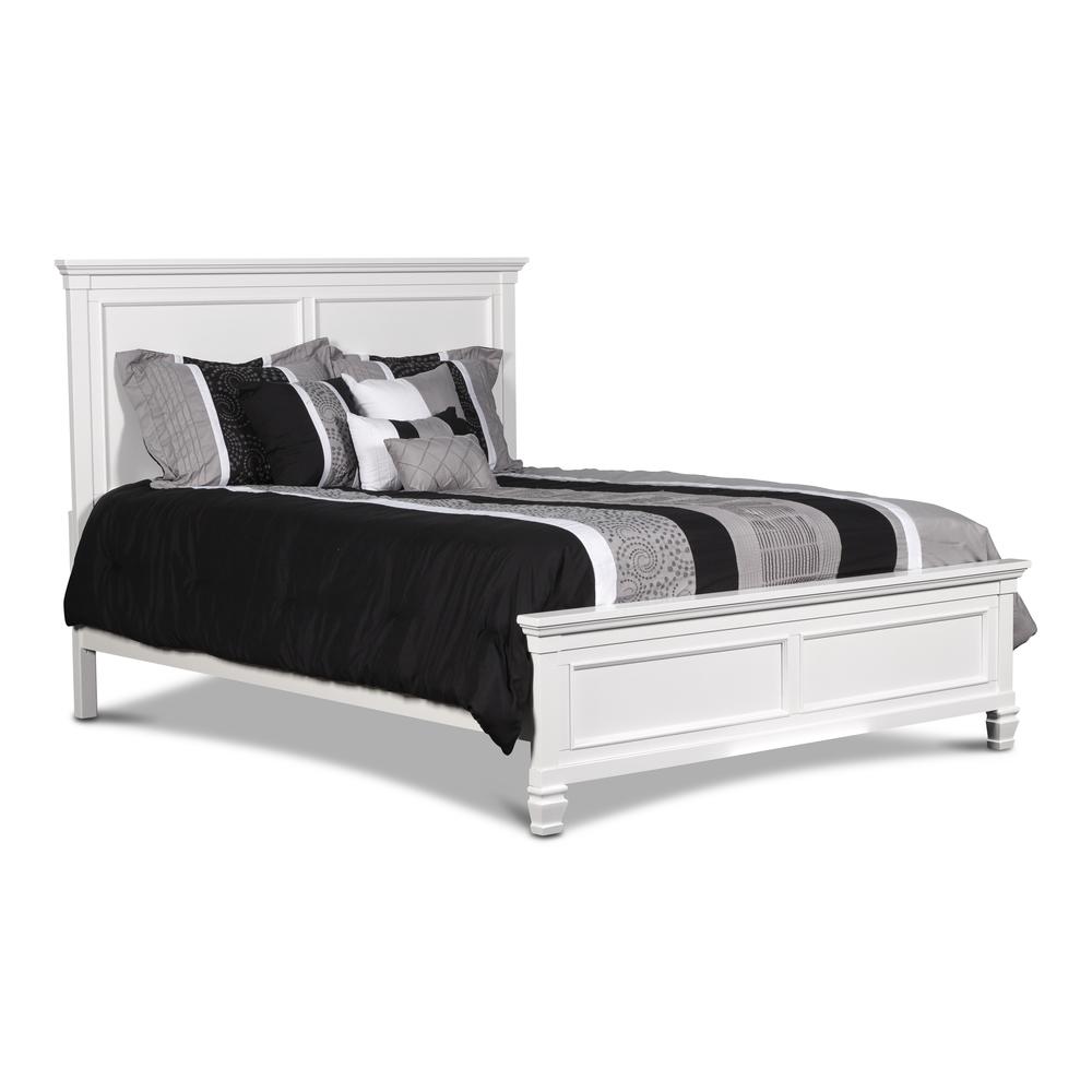 Furniture Tamarack Solid Wood King Panel Bed in White. Picture 1