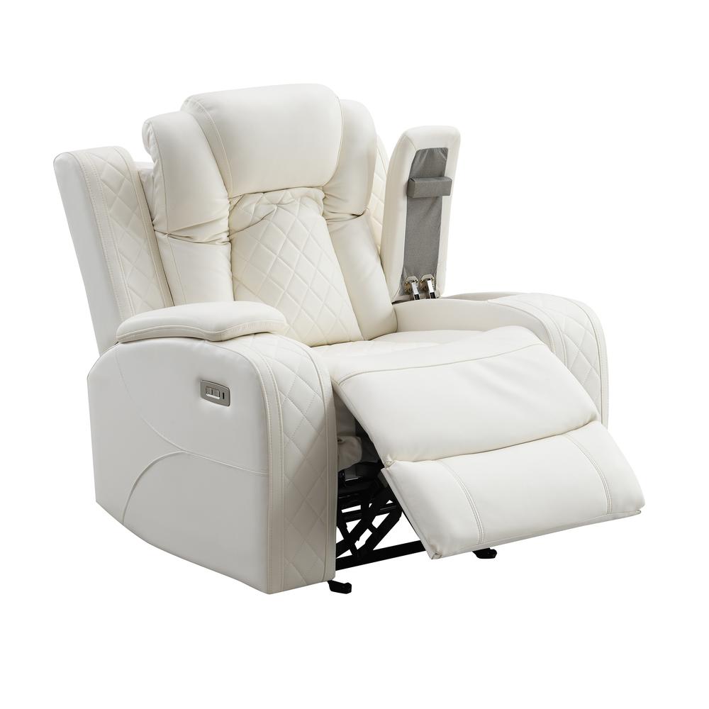Orion Glider Recliner W/ Pwr Fr & Hr-White. Picture 3