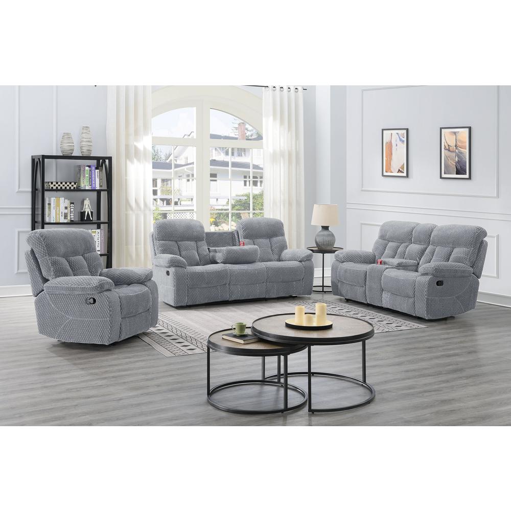 Bravo Console Loveseat W/ Dual Recliners-Stone. Picture 7