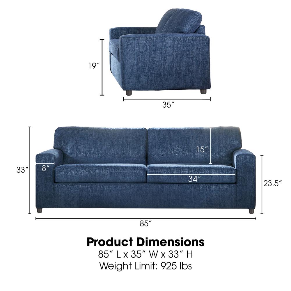 Kylo Blue Polyester Fabric Sofa Couch. Picture 6