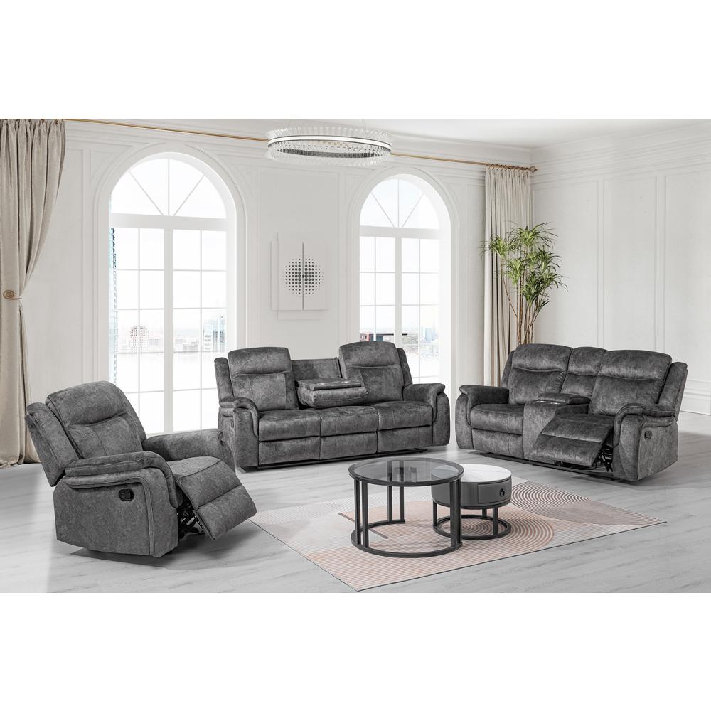Park City Console Loveseat W/ Dual Recliners-Slate. Picture 7