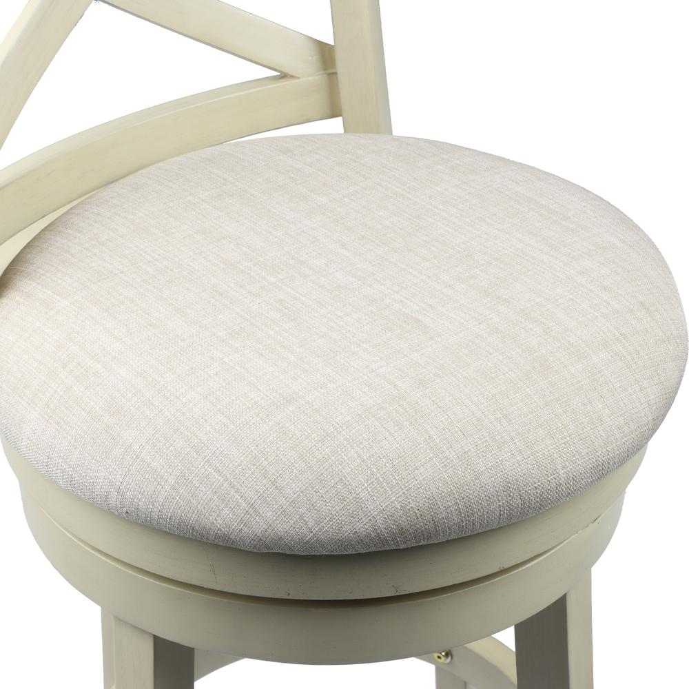 Furniture York 24" Wood Counter Stool with Fabric Seat in Ant White. Picture 4
