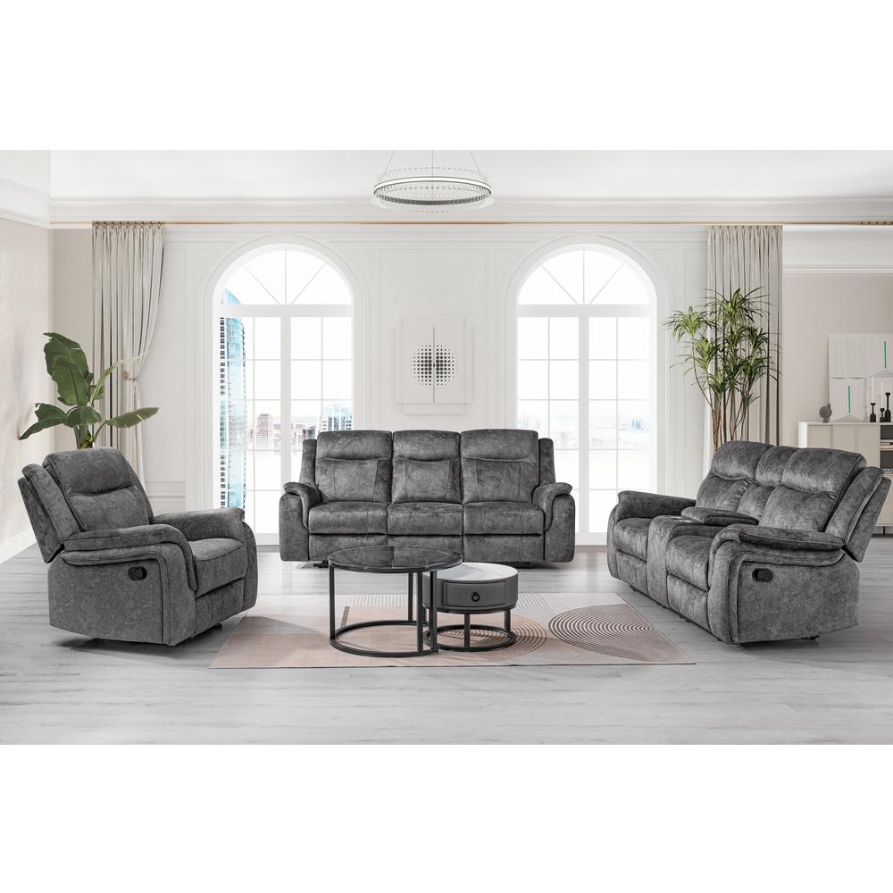 Park City Console Loveseat W/ Dual Recliners-Slate. Picture 8