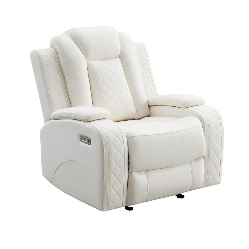 Orion Glider Recliner W/ Pwr Fr & Hr-White. Picture 1