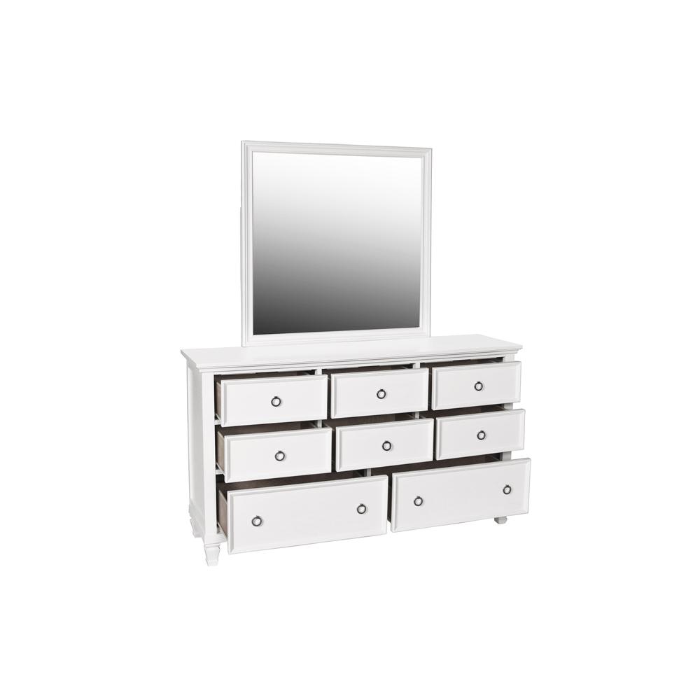 Furniture Tamarack Wood 8-Drawer Dresser with Mirror in White. Picture 3