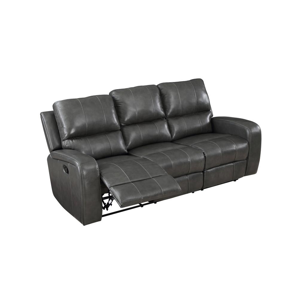 Linton Leather Sofa W/Dual Recliner-Gray. Picture 4