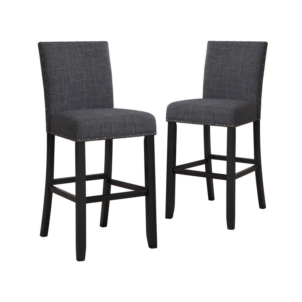 Furniture Crispin Solid Wood 29" Barstool - Granite Gray (Set of 2). Picture 1