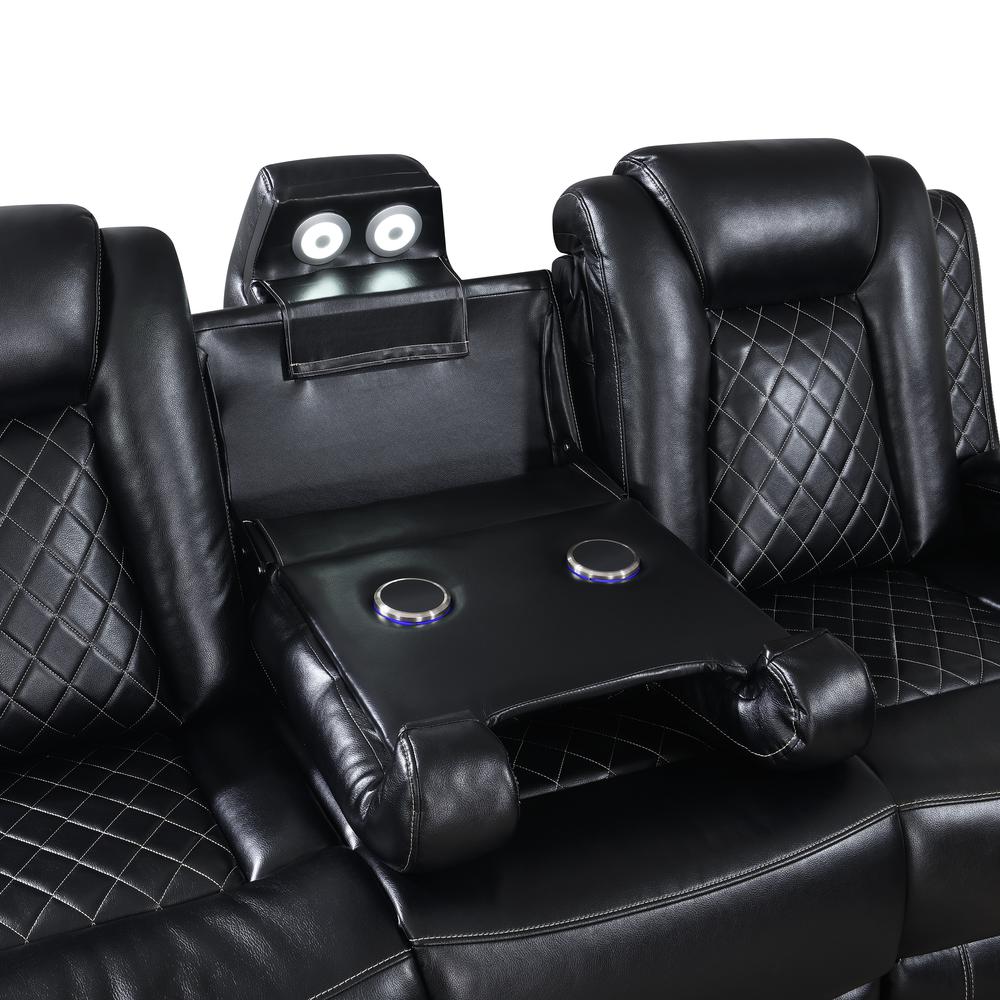 Orion Sofa W/Dual Recliner-Black. Picture 5