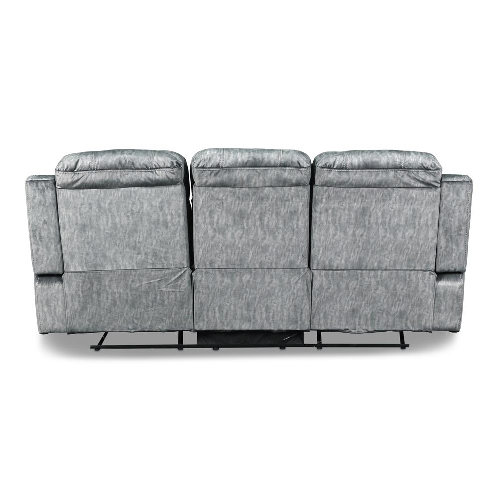 Furniture Tango Polyester Fabric Dual Recliner Sofa in Shadow Gray. Picture 6