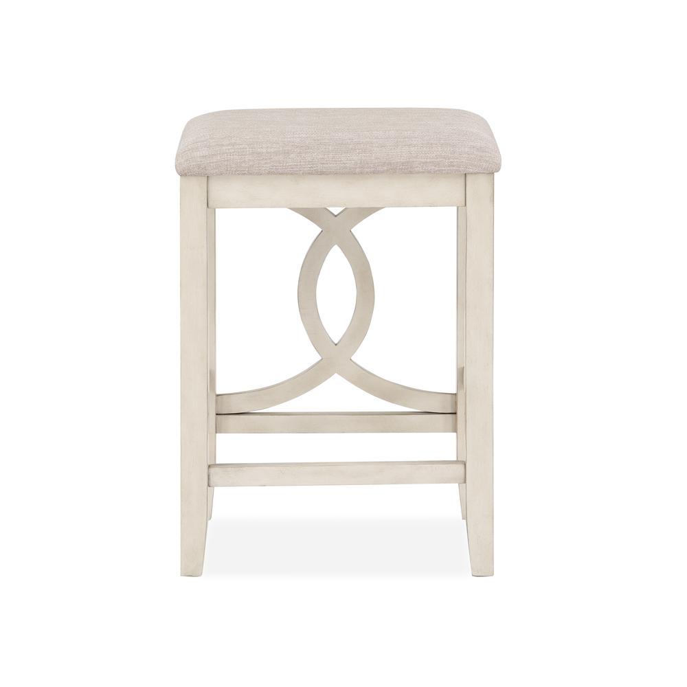 Bella Wood Counter Stool with Fabric Seat in Bisque Beige (Set of 2). Picture 2