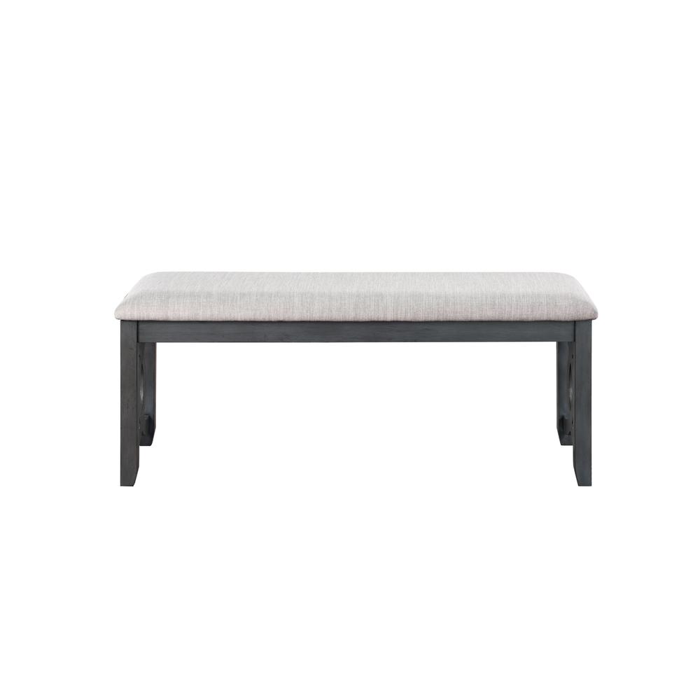 Furniture Gia 46" Solid Wood and Polyester Bench in Gray. Picture 2