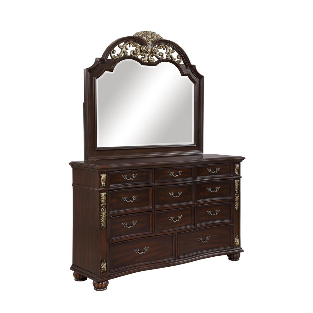 Furniture Maximus Solid Wood Dresser/Mirror Set in Madeira. Picture 1