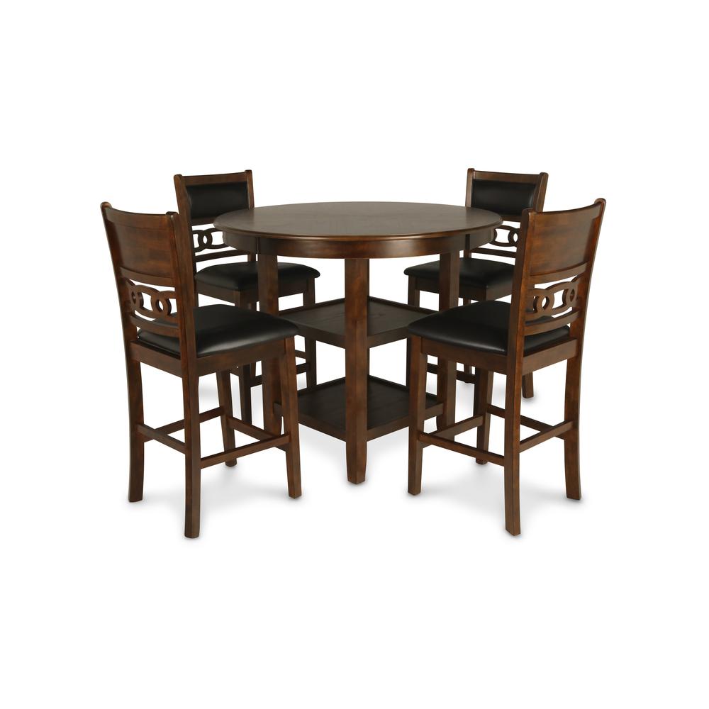 Furniture Gia 5-Piece Transitional Wood Dining Set in Brown. Picture 6