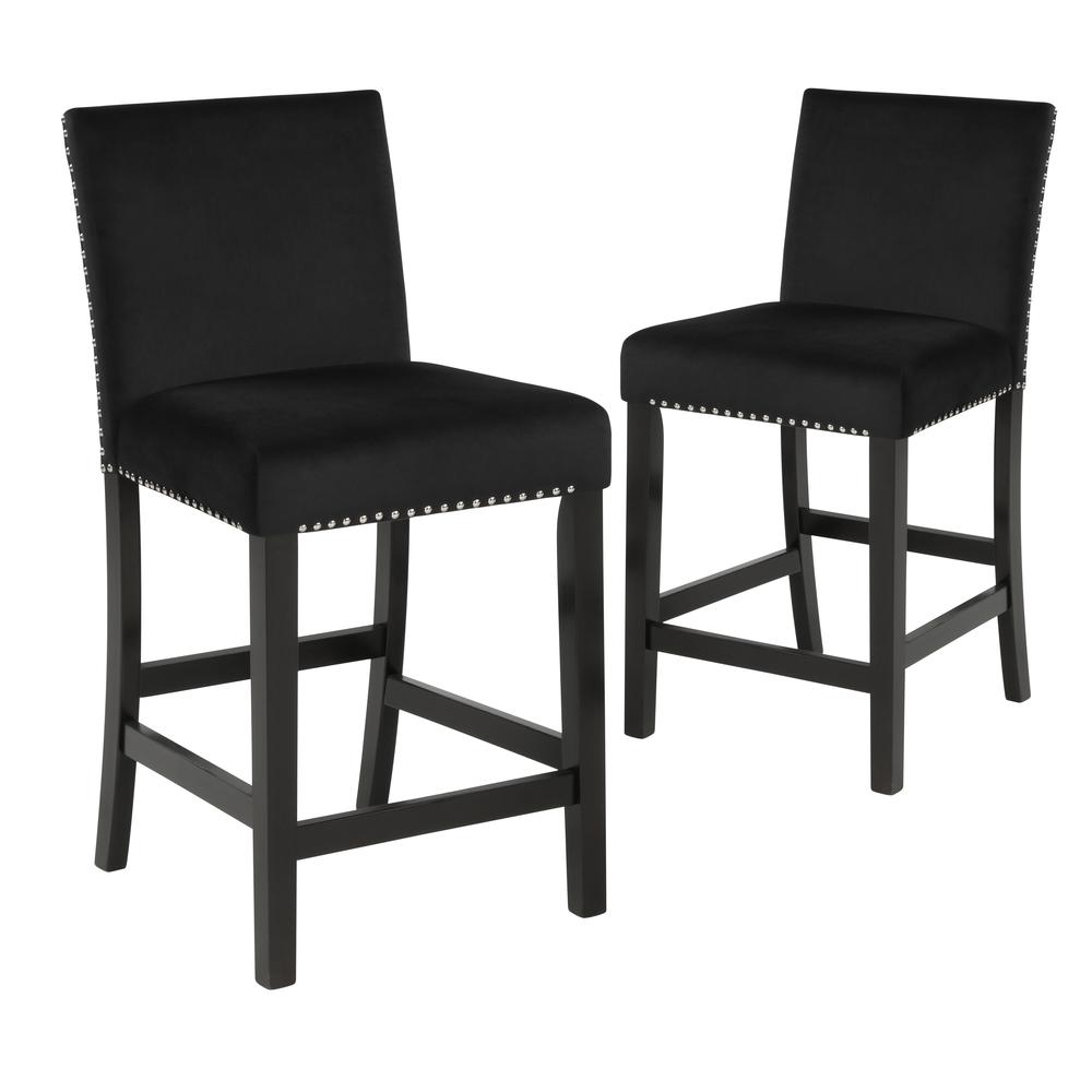 Furniture Celeste 39.5" Wood Counter Chair in Black (Set of 2). Picture 1