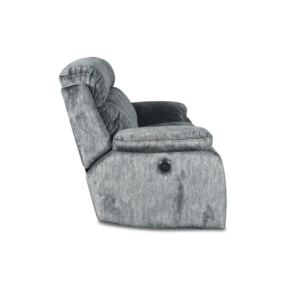 Furniture Tango Polyester Fabric Dual Recliner Sofa in Shadow Gray. Picture 5