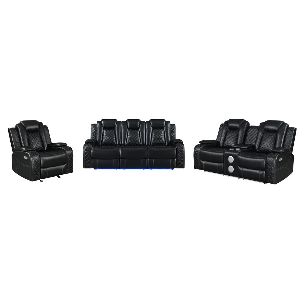 Orion Sofa W/Dual Recliner-Black. Picture 1
