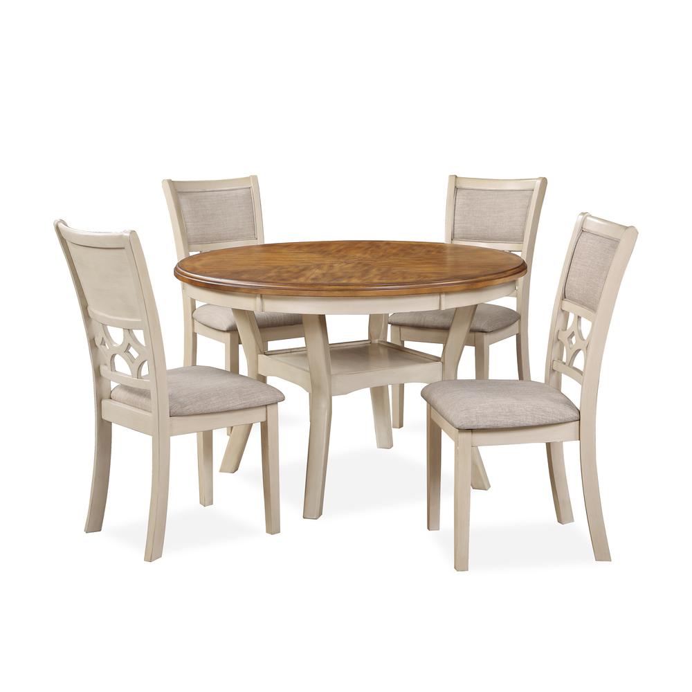 Furniture Mitchell Solid Wood 5Pc Dining Set in White/Brown Bisque. Picture 1