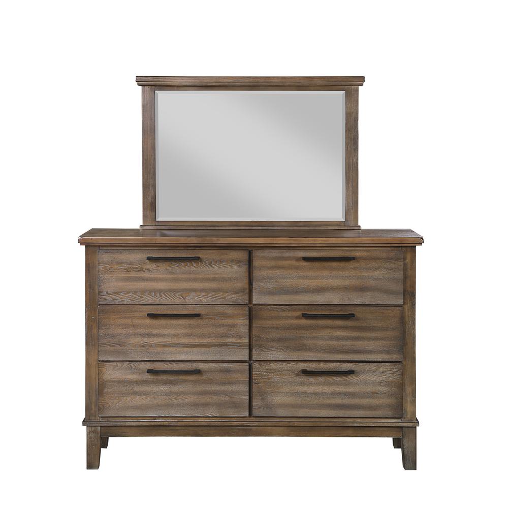 Furniture Cagney Solid Wood 6-Drawer Dresser in Vintage Brown. Picture 2
