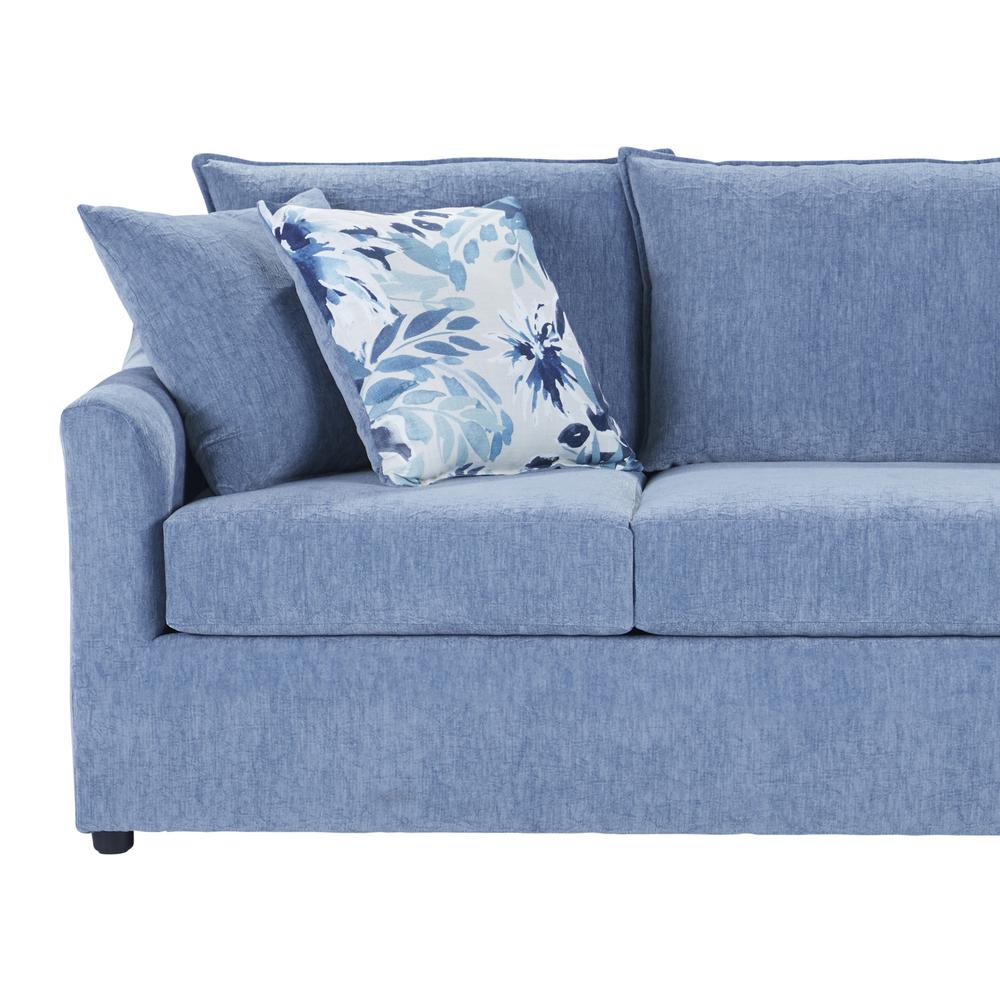 Sylvie Blue Polyester Sofa Couch with 4 Accent Pillows. Picture 2
